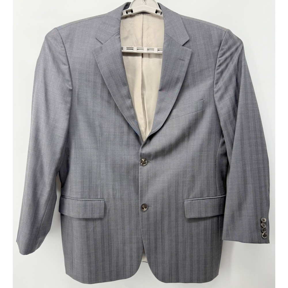 Hugo Boss Pasolini Movie Super 100 Gray Herringbone Blazer Jacket 42R